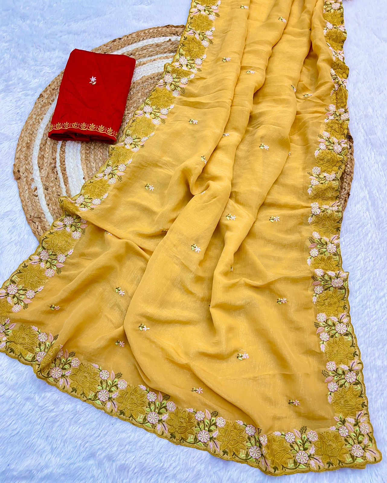 Fancy Saree Crushed Cloth