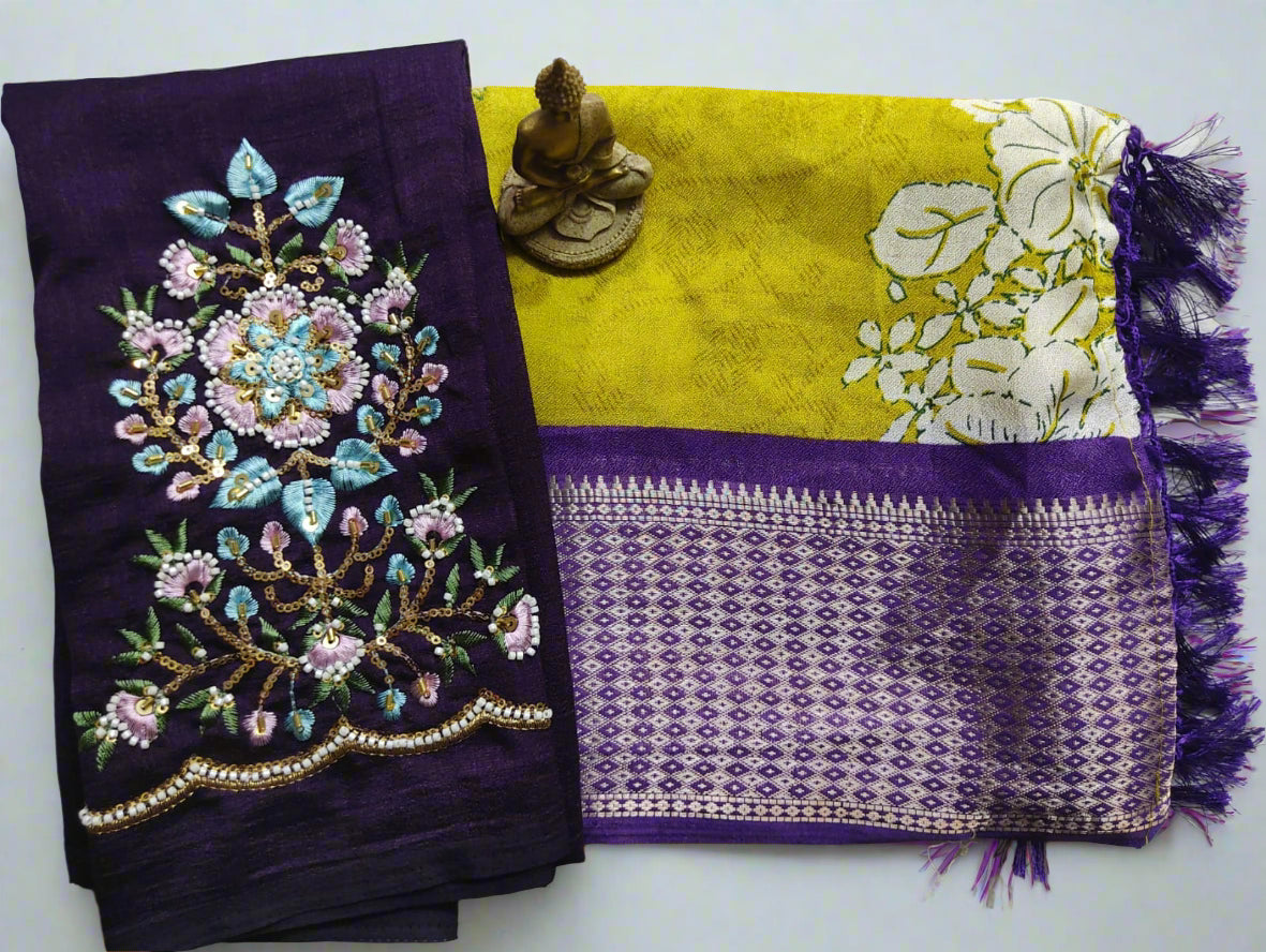 Synthetic Saree with Designer Work Blouse – Stylish Party Wear