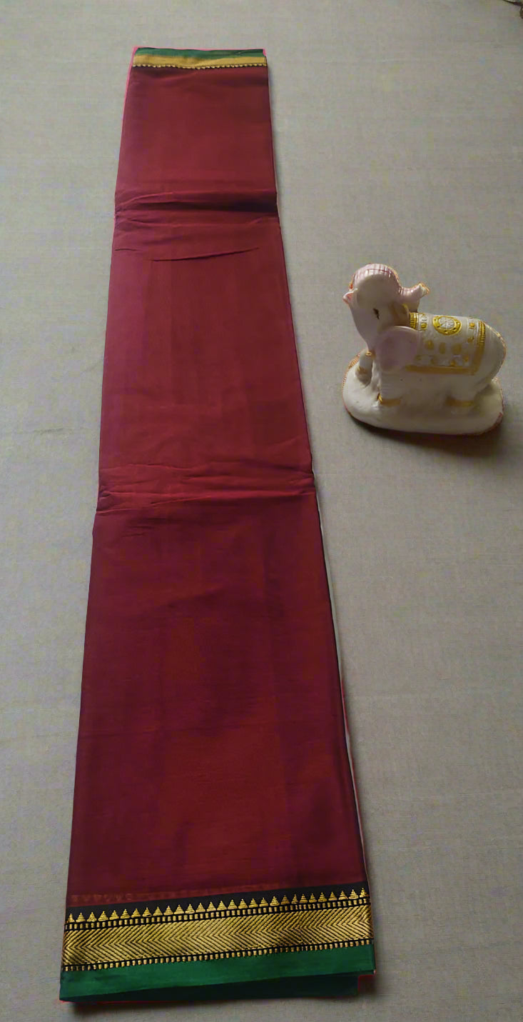 Narayanpet Cotton Saree – Plain Body with Gold Border