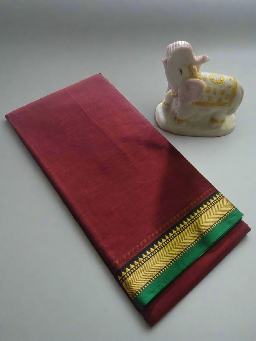 Narayanpet Cotton Saree – Plain Body with Gold Border