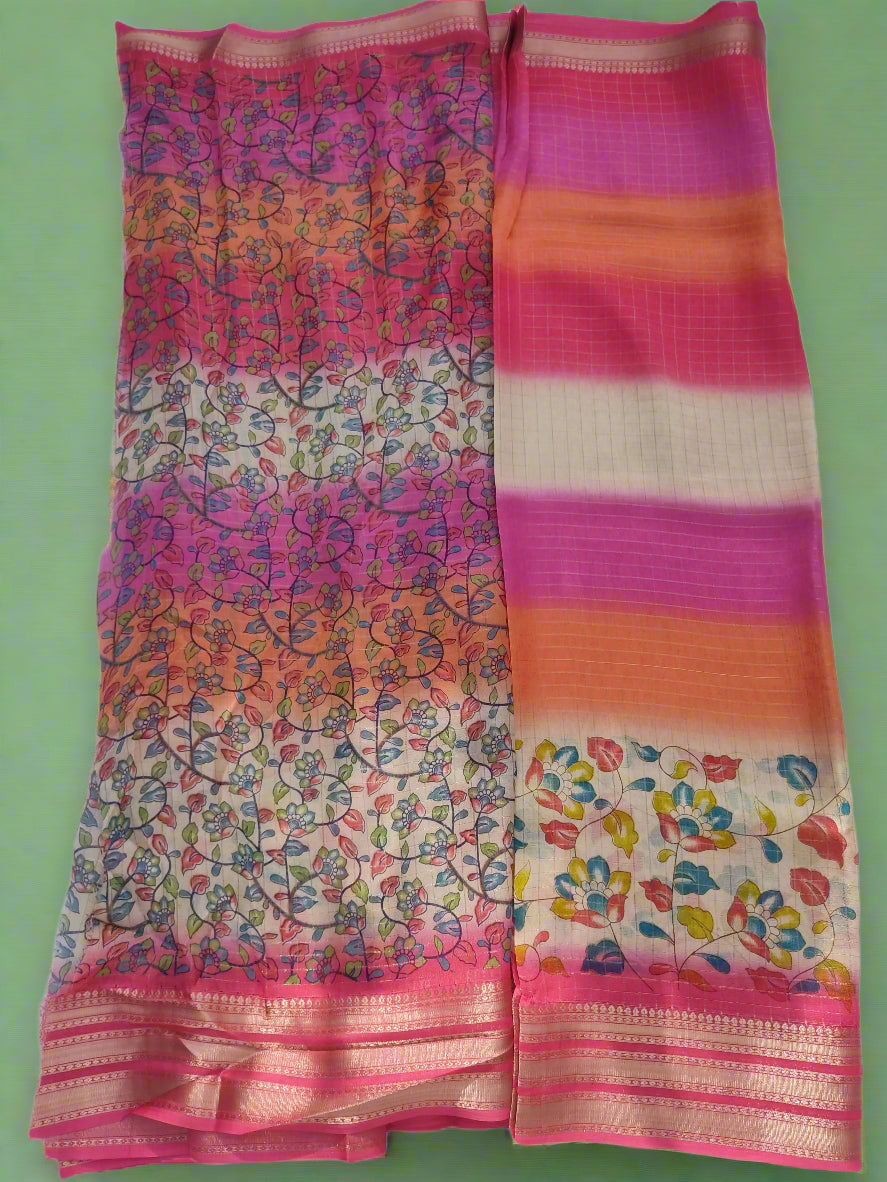 Synthetic printed saree