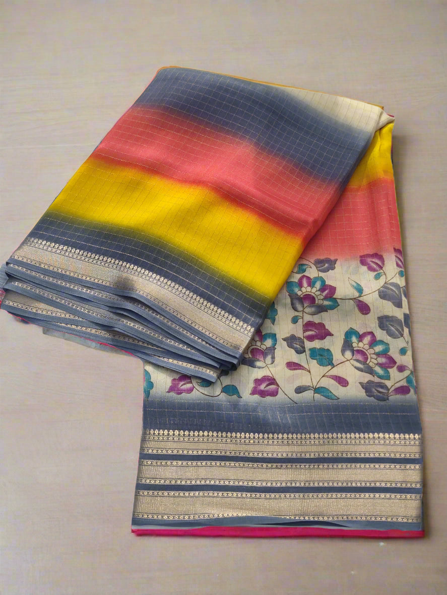 Synthetic printed saree