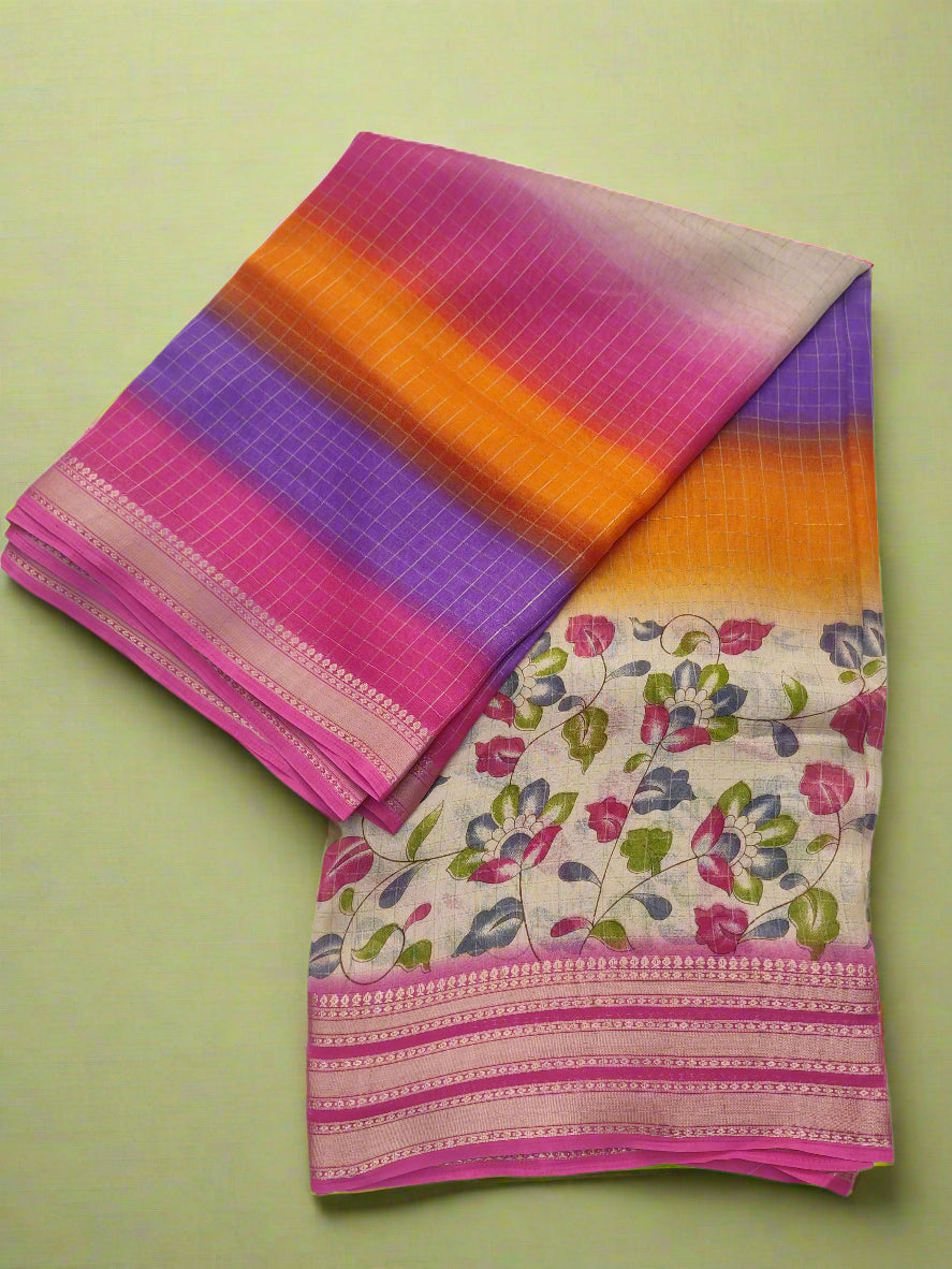 Synthetic printed saree