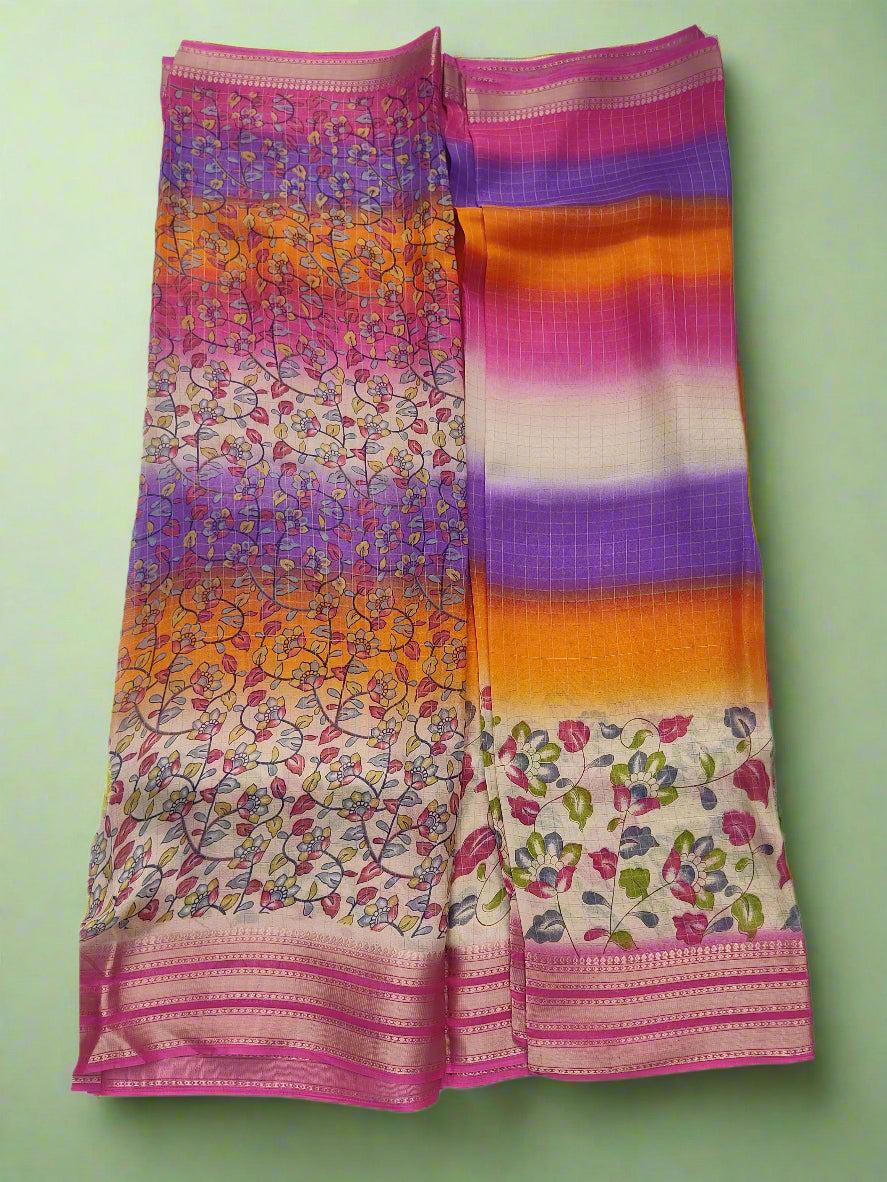 Synthetic printed saree