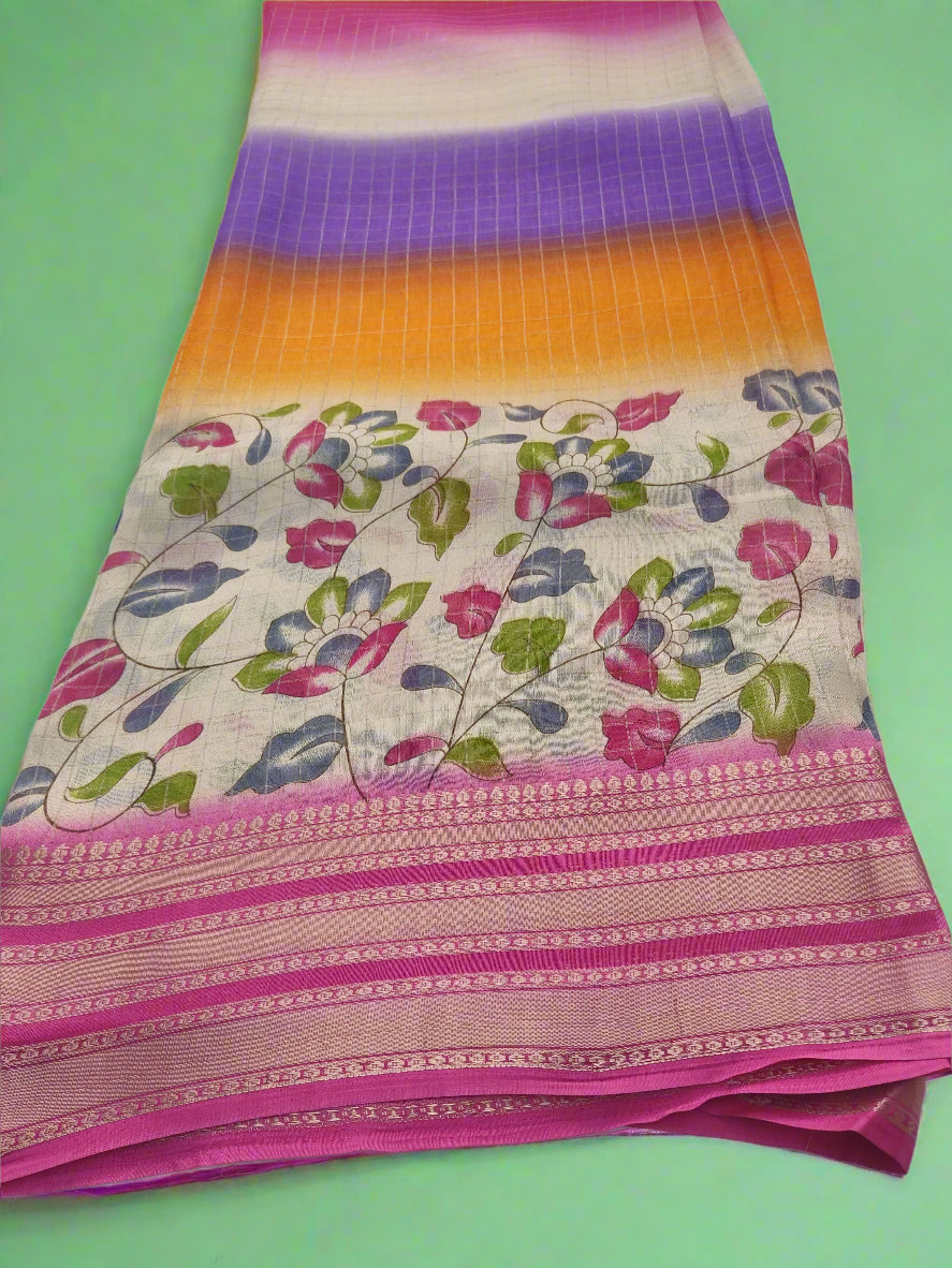 Synthetic printed saree