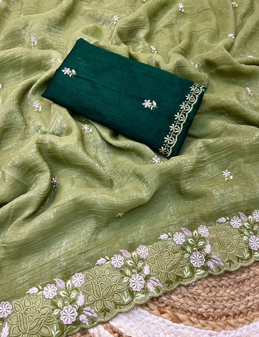 Fancy Saree Crushed Cloth
