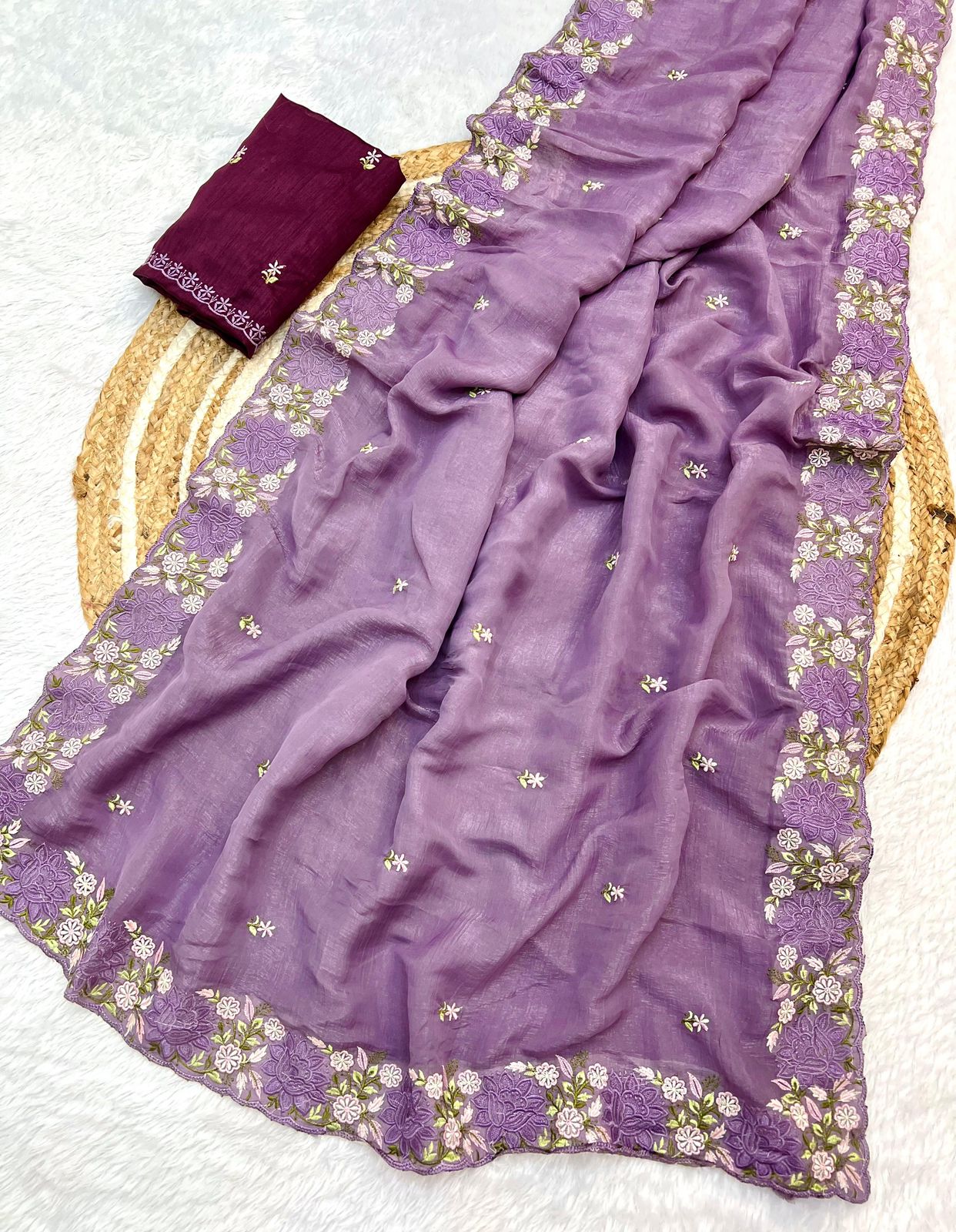 Fancy Saree Crushed Cloth