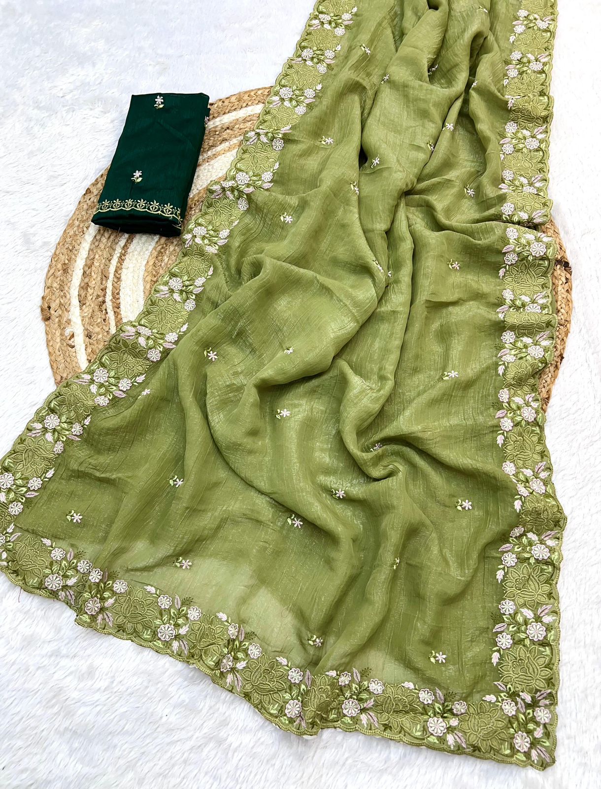 Fancy Saree Crushed Cloth