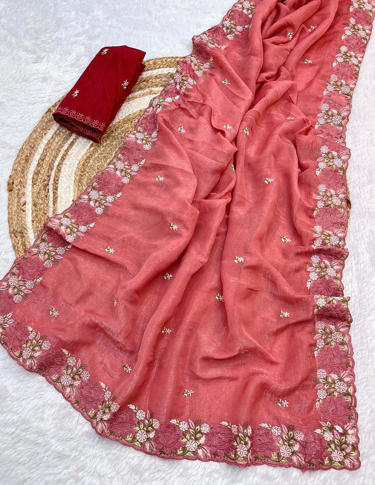 Fancy Saree Crushed Cloth