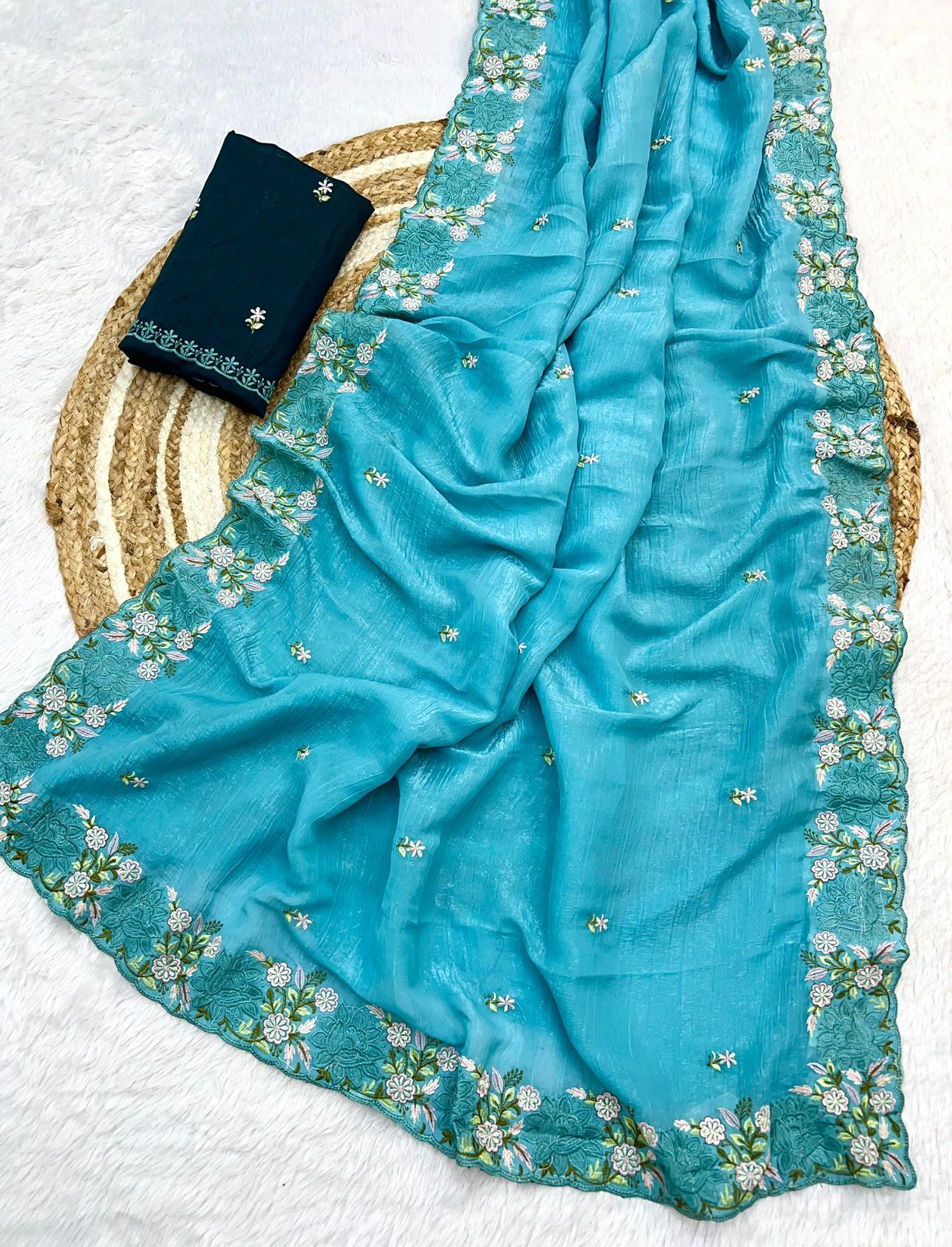Fancy Saree Crushed Cloth