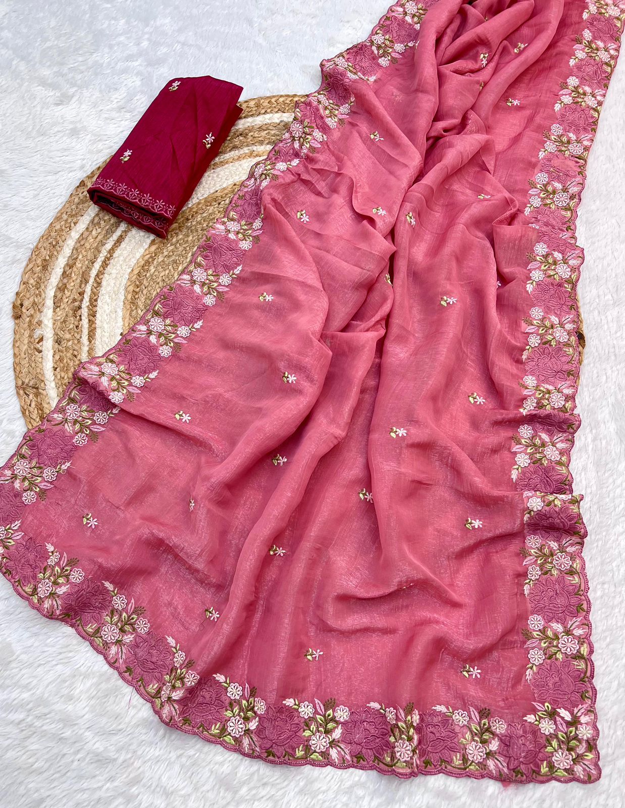 Fancy Saree Crushed Cloth