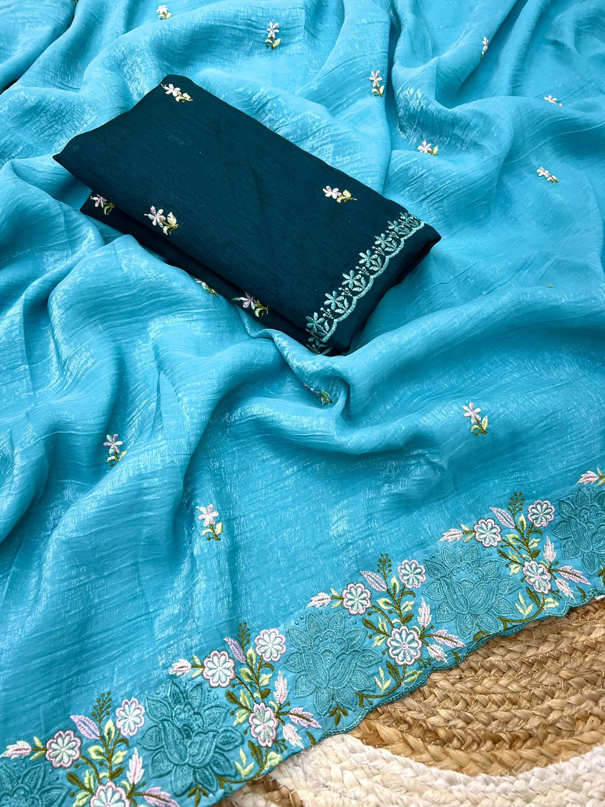Fancy Saree Crushed Cloth