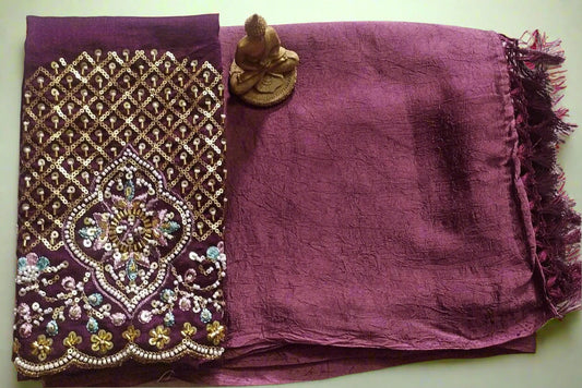 Synthetic Plain Saree with Designer Work Blouse – Casual & Party Wear