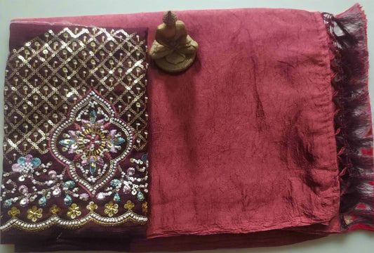 Synthetic Plain Saree with Designer Work Blouse – Casual & Party Wear
