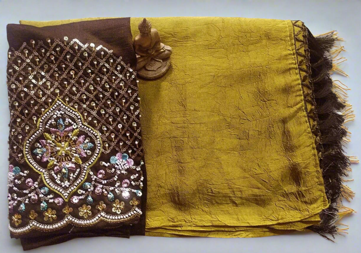 Synthetic Plain Saree with Designer Work Blouse – Casual & Party Wear