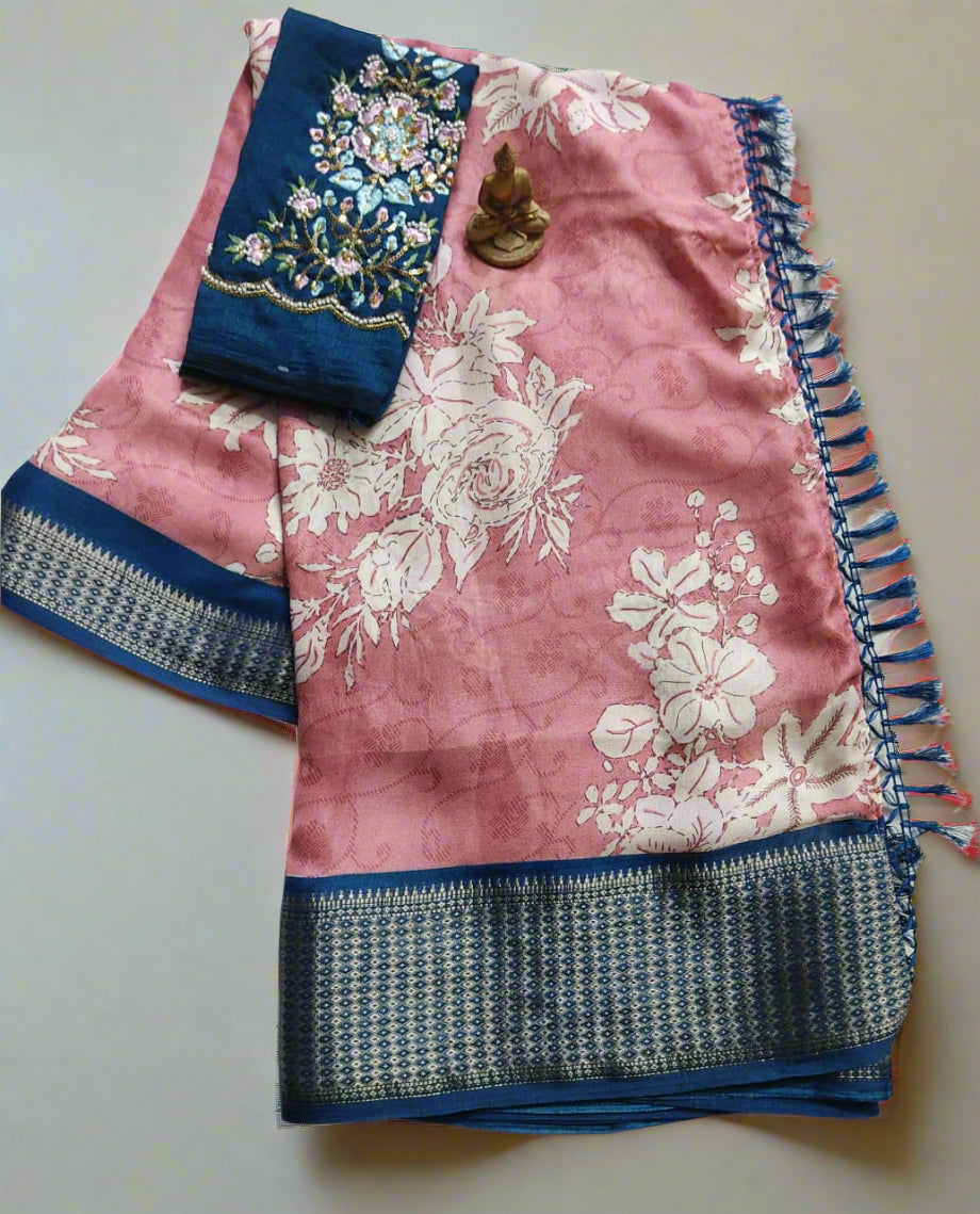 Synthetic Saree with Designer Work Blouse – Stylish Party Wear