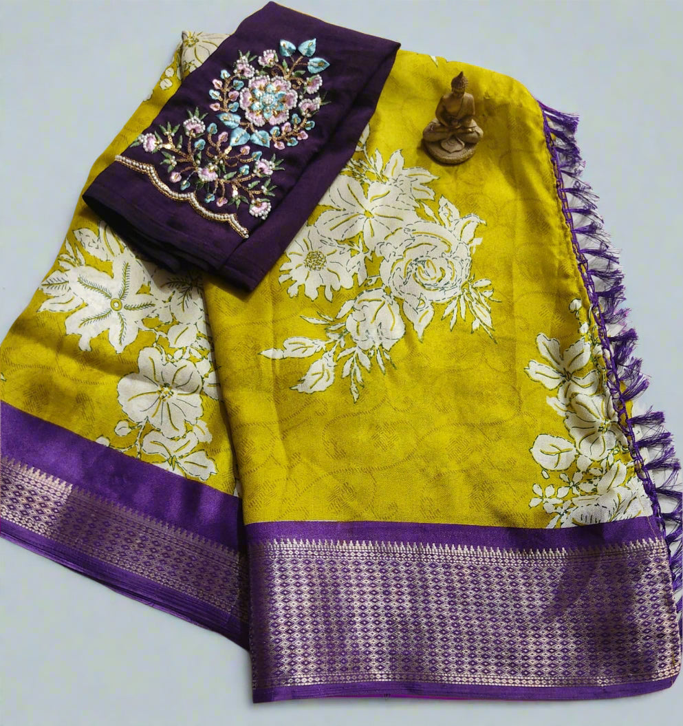 Synthetic Saree with Designer Work Blouse – Stylish Party Wear