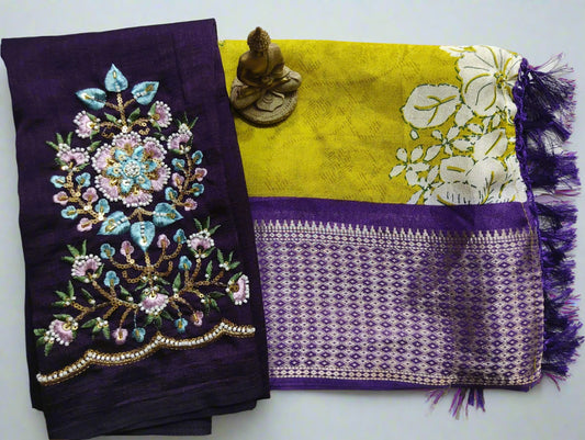 Synthetic Saree with Designer Work Blouse – Stylish Party Wear