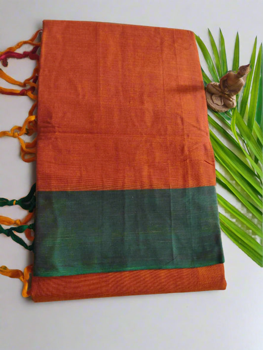 Plain Cotton Saree – Lightweight Handloom Saree for Office & Casual Wear