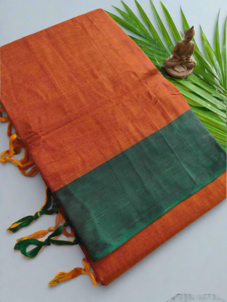 Plain Cotton Saree – Lightweight Handloom Saree for Office & Casual Wear