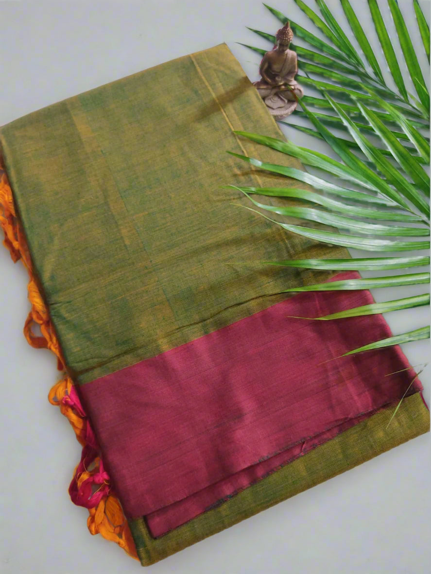 Plain Cotton Saree – Lightweight Handloom Saree for Office & Casual Wear