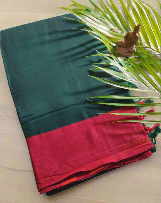 Plain Cotton Saree – Lightweight Handloom Saree for Office & Casual Wear
