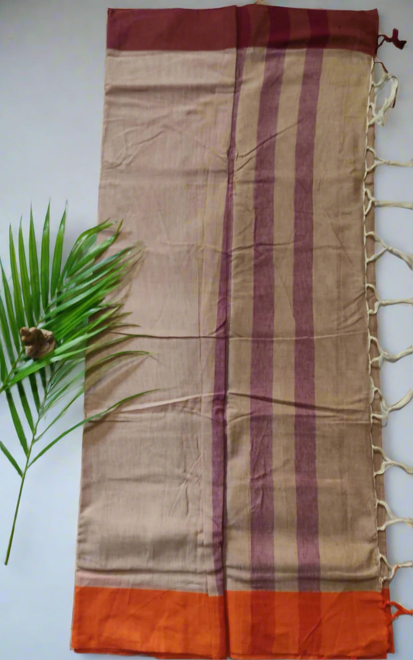 Plain Cotton Saree – Lightweight Handloom Saree for Office & Casual Wear