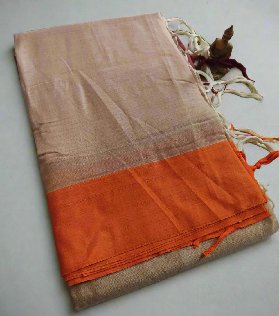 Plain Cotton Saree – Lightweight Handloom Saree for Office & Casual Wear