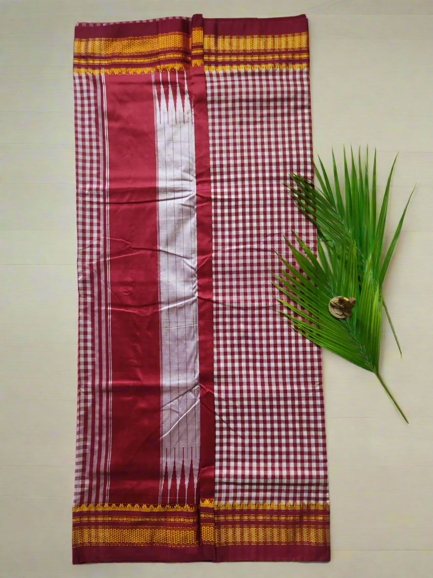 Cotton Saree with Checks Pattern – Handloom Saree for Daily & Office Wear
