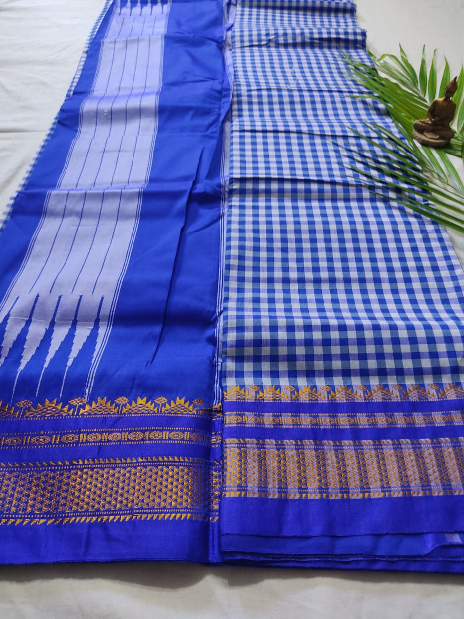 Cotton Saree with Checks Pattern – Handloom Saree for Daily & Office Wear