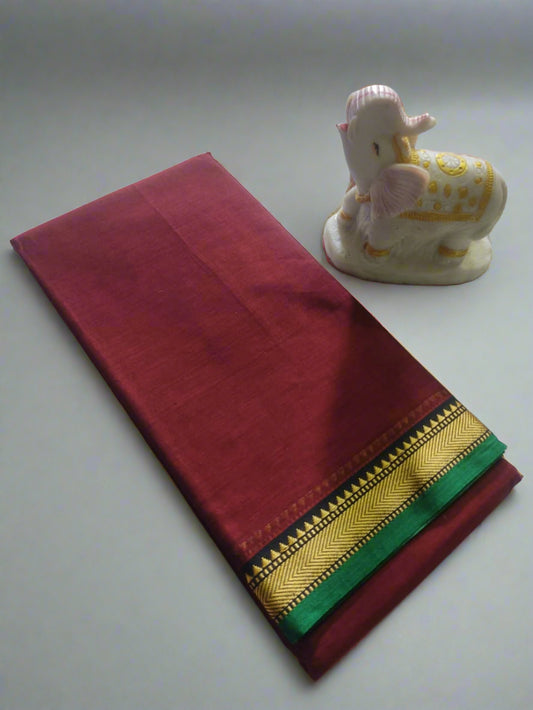 Narayanpet Cotton Saree – Plain Body with Gold Border