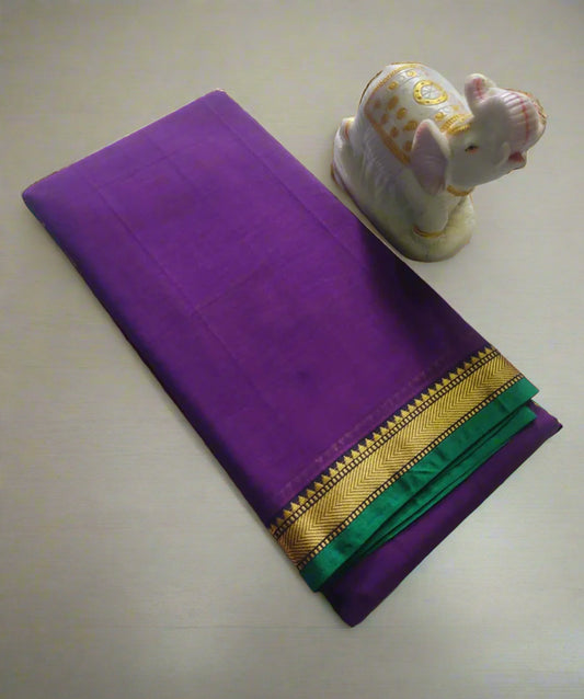 Narayanpet Cotton Saree – Plain Body with Gold Border