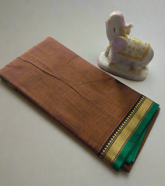 Narayanpet Cotton Saree – Plain Body with Gold Border