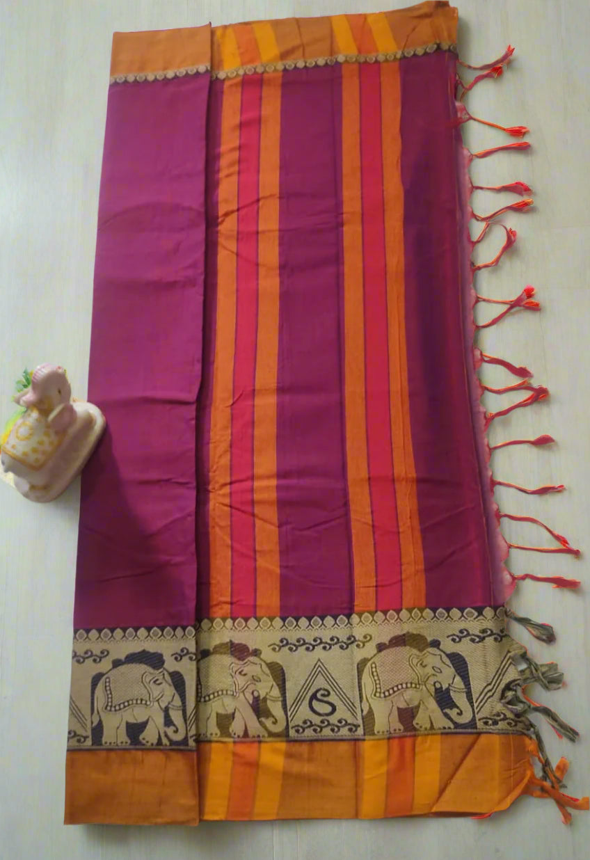 Narayanpet Cotton Saree – Authentic Handloom Saree with Traditional Border