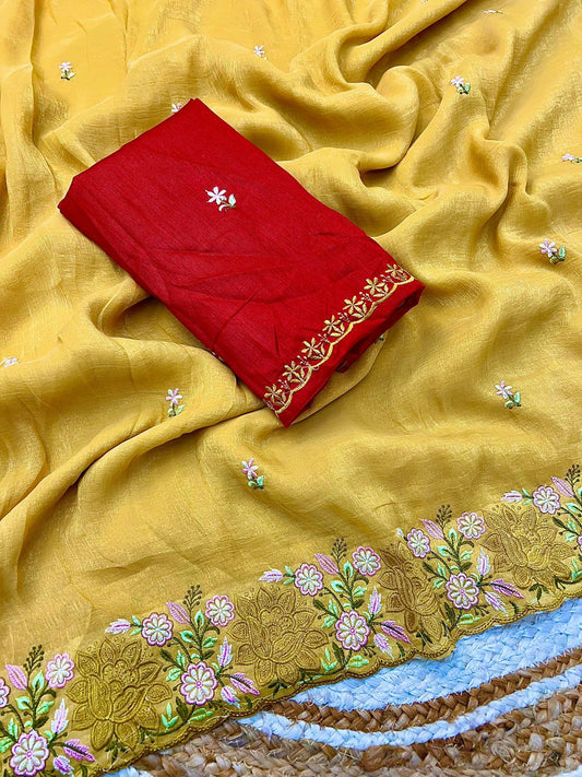 Fancy Saree Crushed Cloth